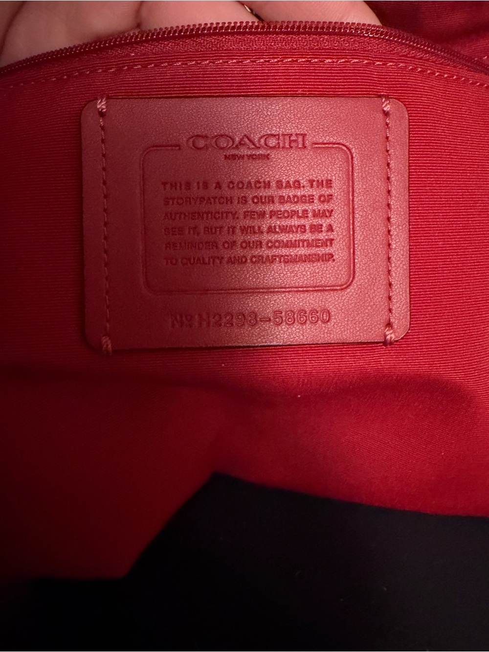 Coach Black Leather Tote with Red Interior Trim - Picture 3 of 8
